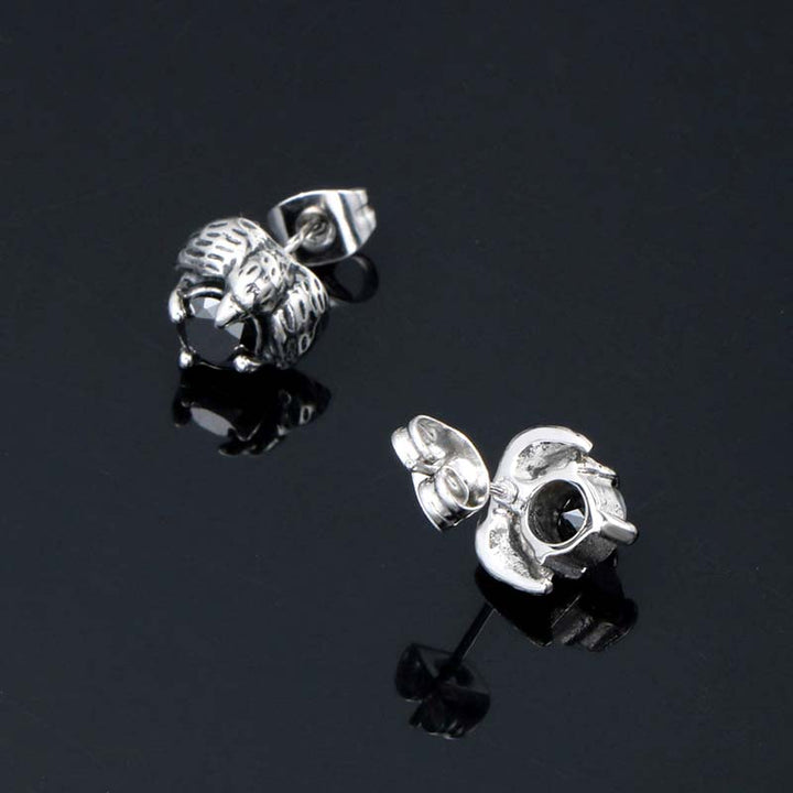 Black Diamond Earrings Studs | Gothic Stainless Steel Style by Demonmirror-3