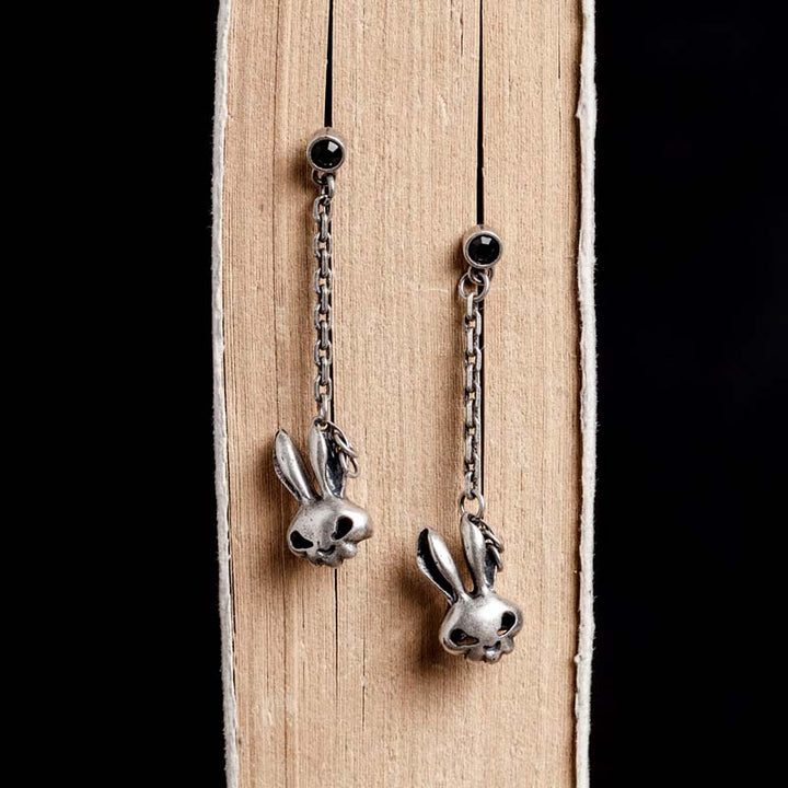 Cute bunny rabbit silver dangle earrings gothic chic-3