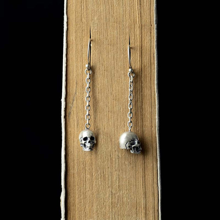Sterling silver skull earrings with pendant design-3