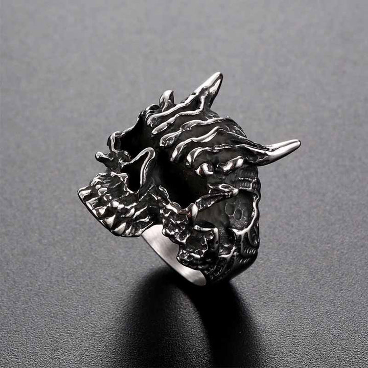 Men's Skull Rings | Personalized Rock Stainless Steel by Demonmirror-3