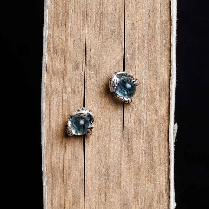 Snake Earrings | 925 Sterling Silver with Light Blue Topaz by Demonmirror-4