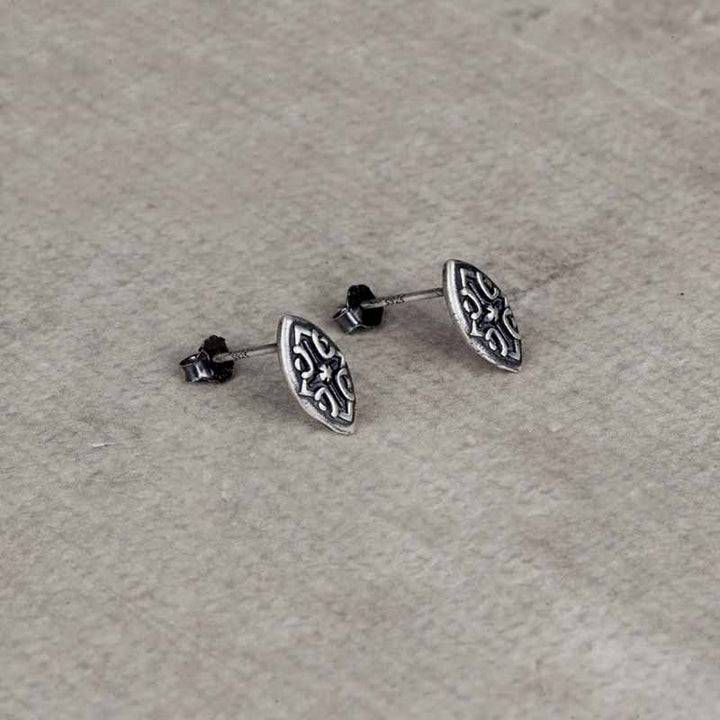 Gothic oval stud earrings in 925 sterling silver jewelry-4