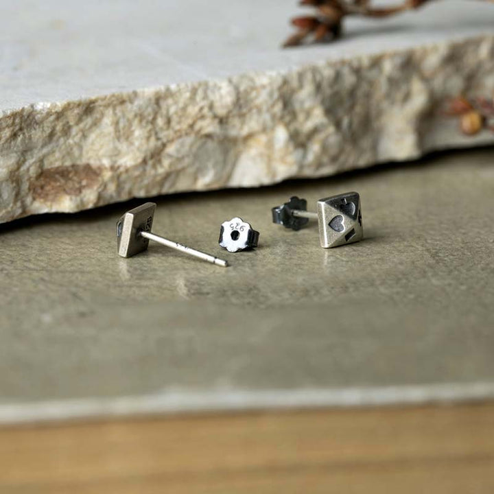 Pyramid earrings silver stud gothic jewelry-5