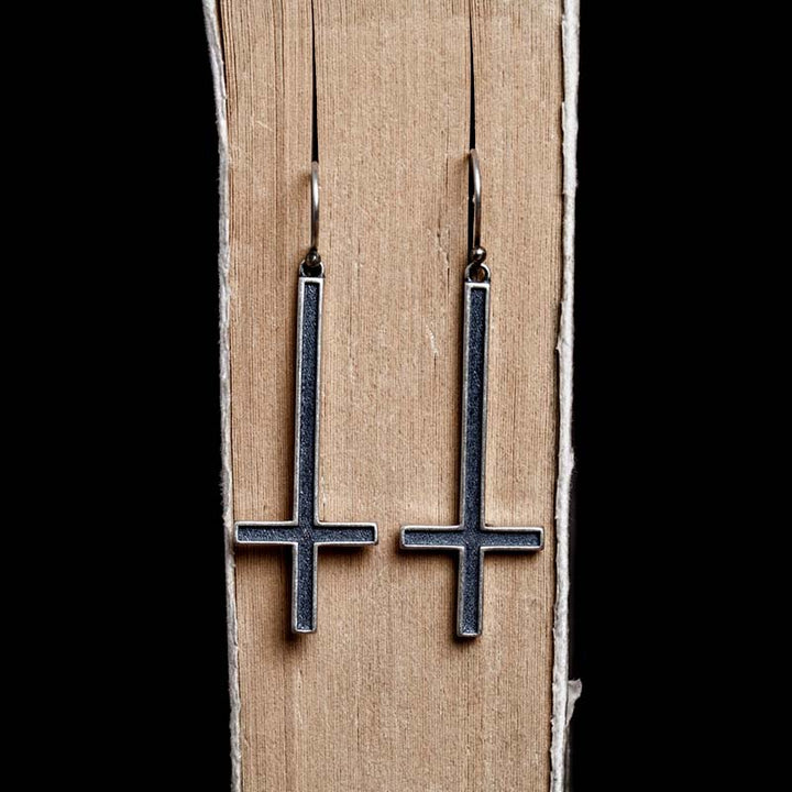 Large cross earrings vintage sterling silver gothic jewelry-4
