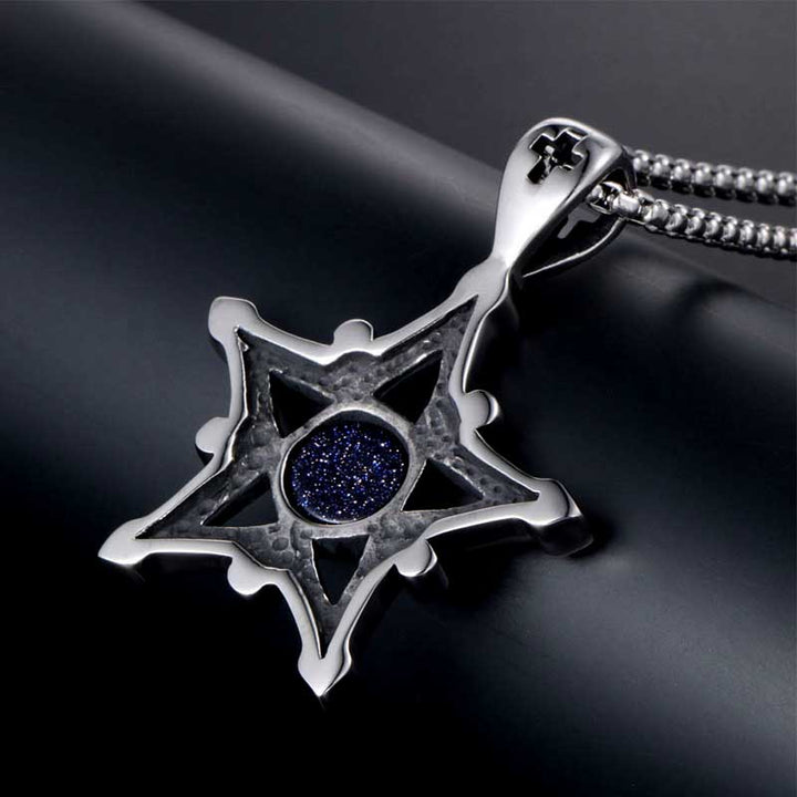 Black Star Sapphire Necklace in Gothic Stainless Steel by Demonmirror-4