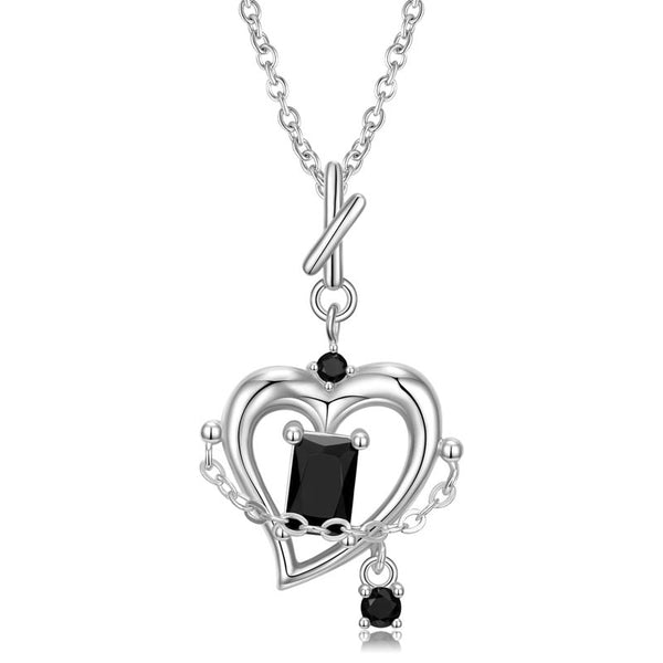 Silver Heart Necklace | 925 Sterling Gothic Jewelry | Demonmirror