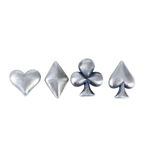 Flat Back Stud Earrings | Poker Symbol Silver Earrings by Demonmirror