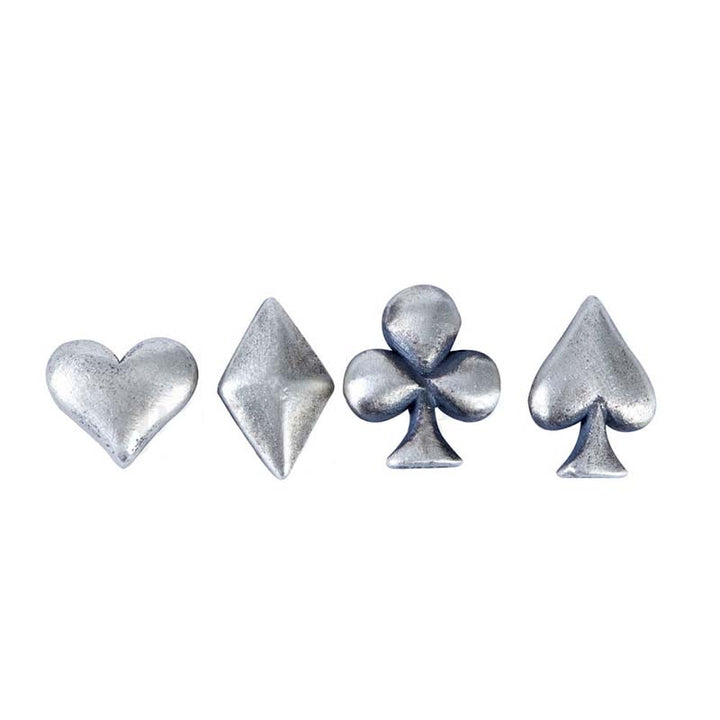 Flat Back Stud Earrings | Poker Symbol Silver Earrings by Demonmirror