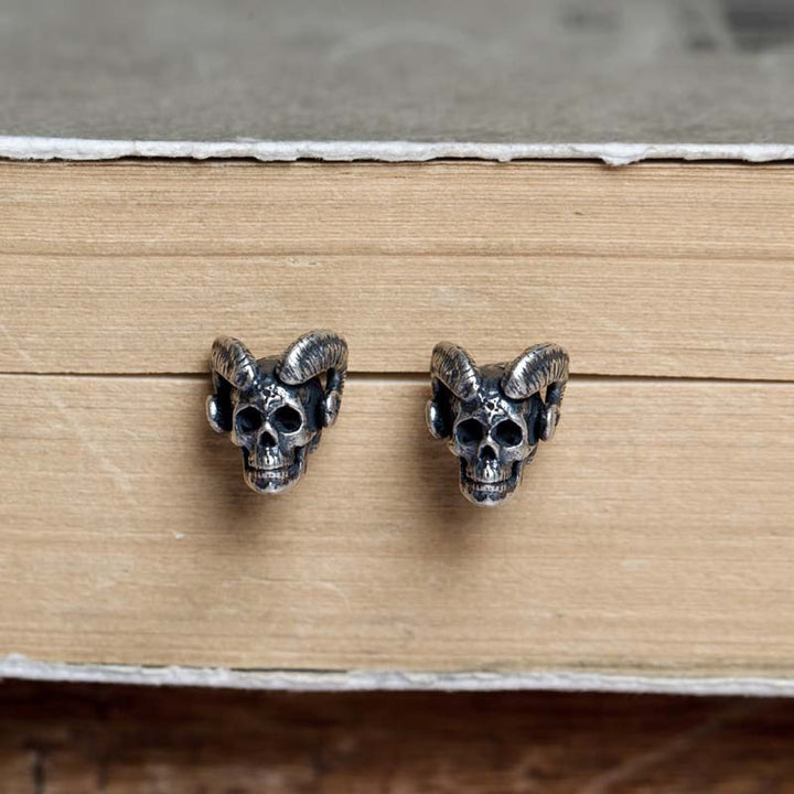 Gothic Demon Satan earrings styled as bold silver jewelry-4