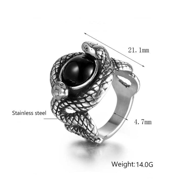 Snake Rings Set with Black Stones and Rubies by Demonmirror-7