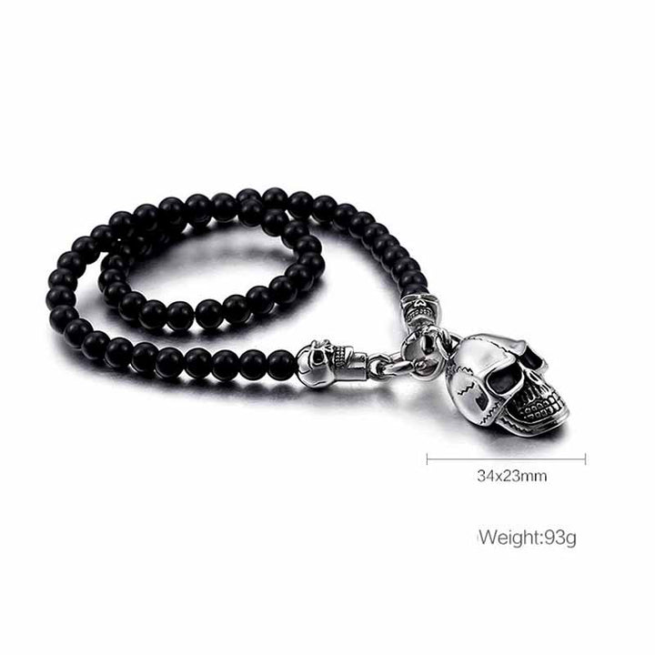 Skull Pendant with Black Bead Necklace by Demonmirror-6