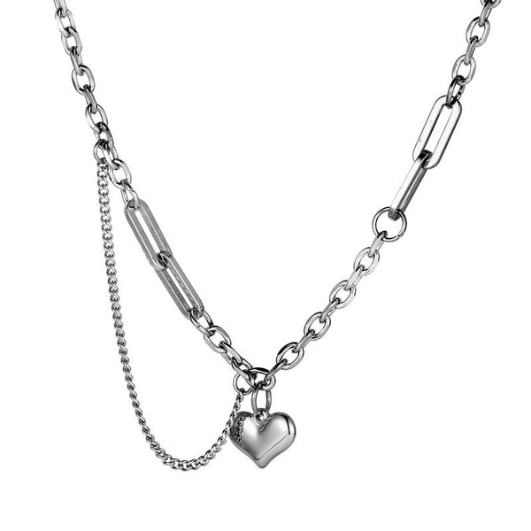 Heart Charm Necklace | Punk - style for Girls in Stainless Steel by Demonmirror