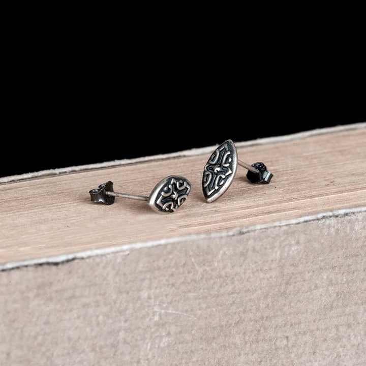 Gothic oval stud earrings in 925 sterling silver jewelry-5