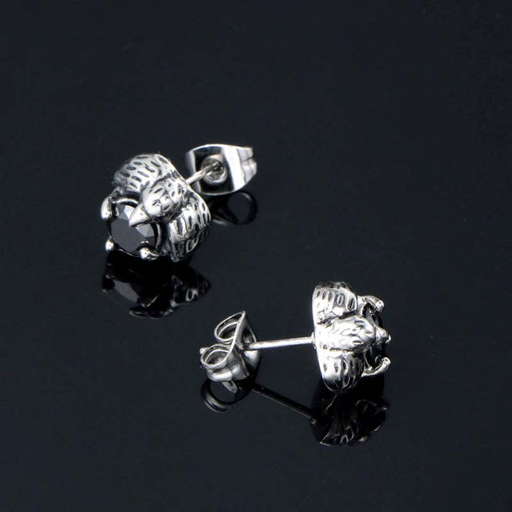 Black Diamond Earrings Studs | Gothic Stainless Steel Style by Demonmirror-4