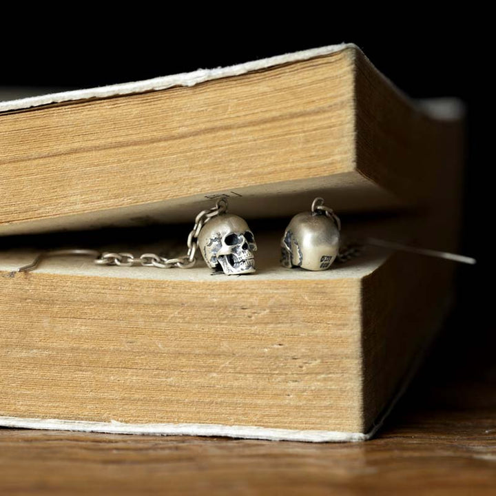 Sterling silver skull earrings with pendant design-4