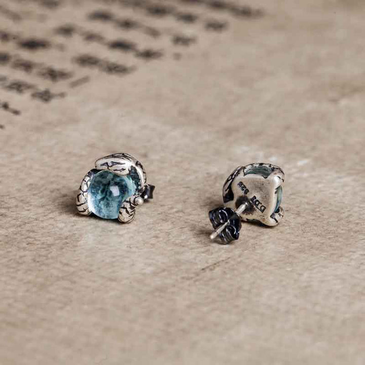 Snake Earrings | 925 Sterling Silver with Light Blue Topaz by Demonmirror-5