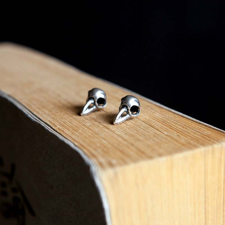 Raven Bone Earrings | 925 Silver Gothic Earrings | Demonmirror-4