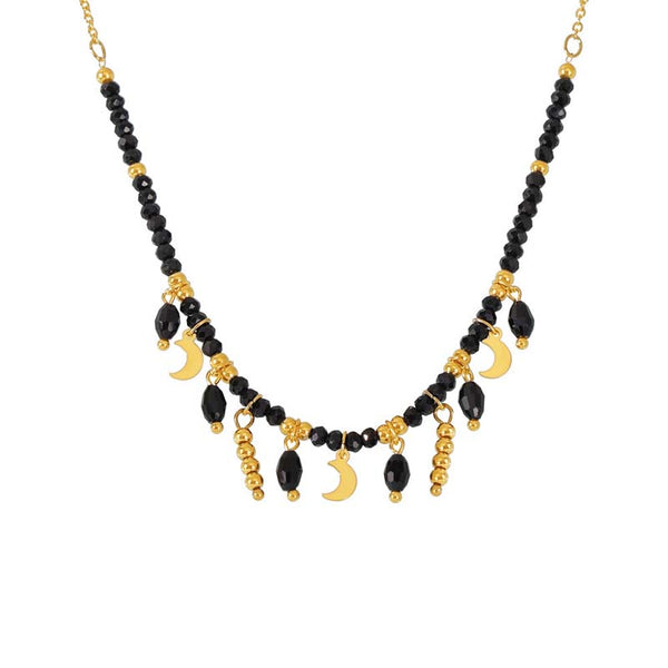 Black Crystal Necklace in Gold for Women by Demonmirror