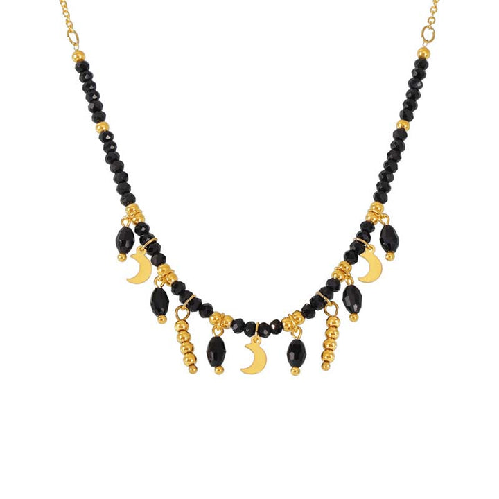 Black Crystal Necklace in Gold for Women by Demonmirror