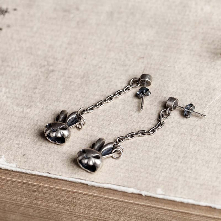 Cute bunny rabbit silver dangle earrings gothic chic-4