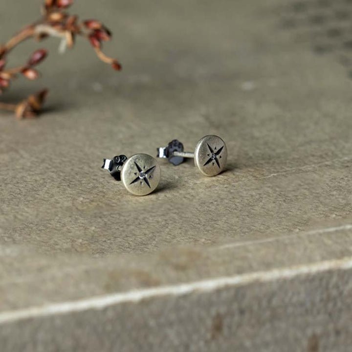 Starburst stud earrings sterling silver gothic jewelry-5