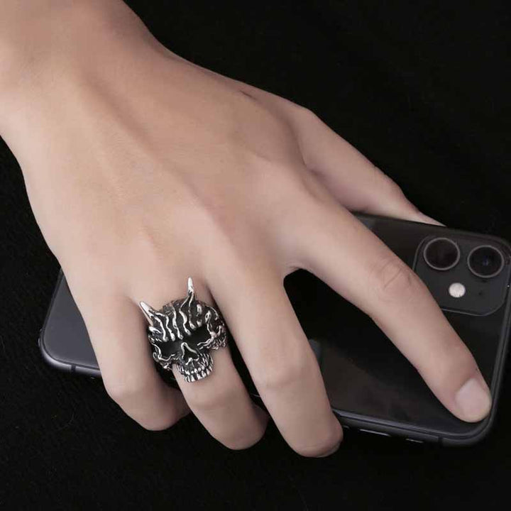 Men's Skull Rings | Personalized Rock Stainless Steel by Demonmirror-4