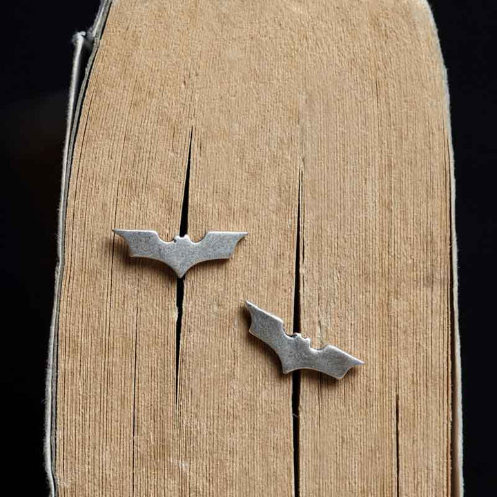 Bat Stud Earrings | 925 Silver Gothic  by Demonmirror-5