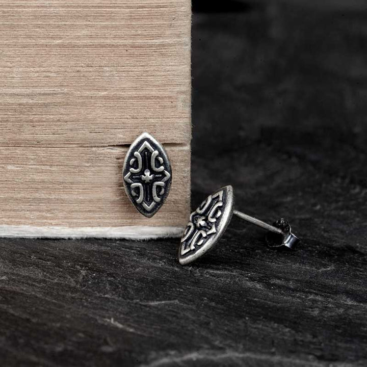 Gothic oval stud earrings in 925 sterling silver jewelry-2