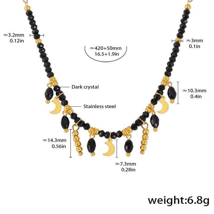 Black Crystal Necklace in Gold for Women by Demonmirror-6