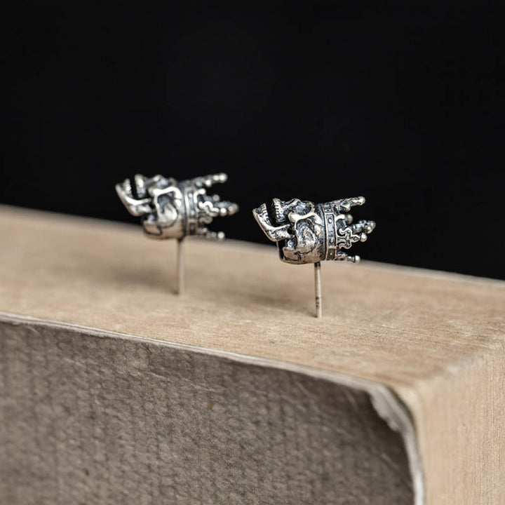 Earrings with Skulls | Gothic 925 Silver by Demonmirror-5