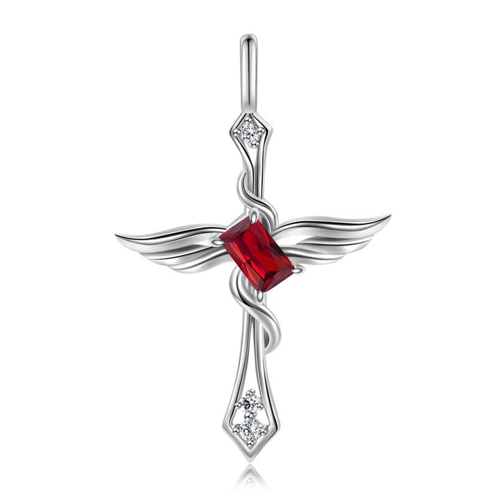 Cross Necklace Gothic | 925 Silver Necklace for Women by Demonmirror-red