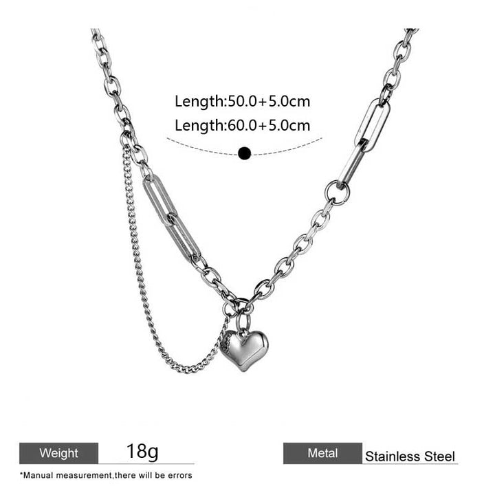 Heart Charm Necklace | Punk - style for Girls in Stainless Steel by Demonmirror-5
