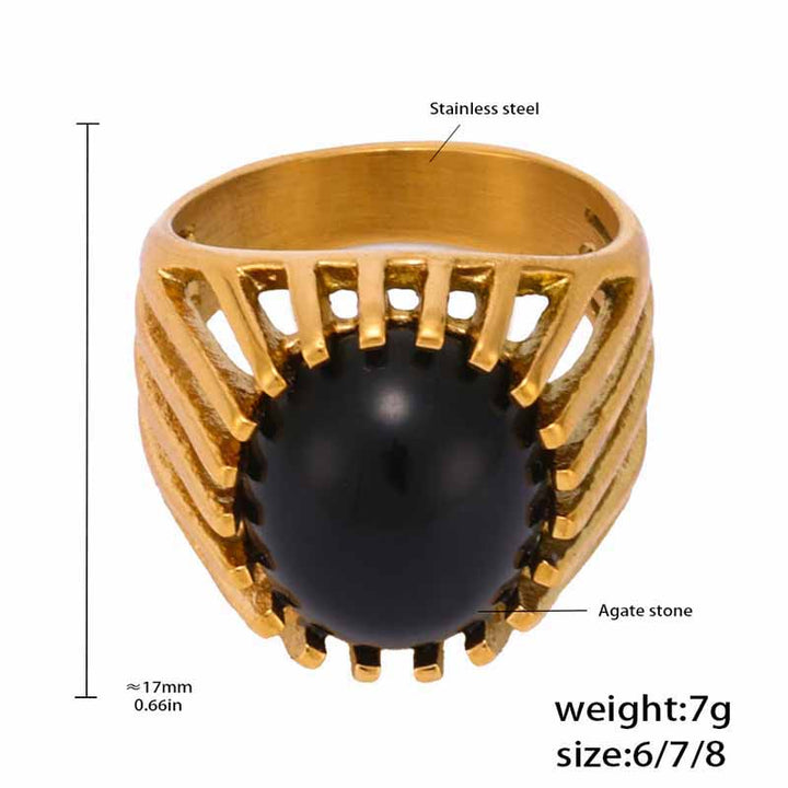 Black Onyx Rings for Women | Stainless Steel Gothic Style by Demonmirror-6