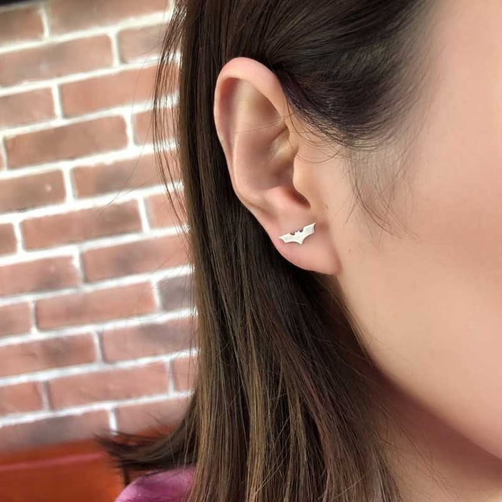 Bat Stud Earrings | 925 Silver Gothic  by Demonmirror-6