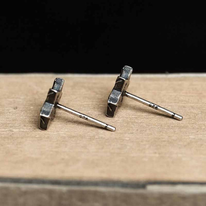 Small Stud Earrings | Gothic Silver Hexagram Studs by Demonmirror-5