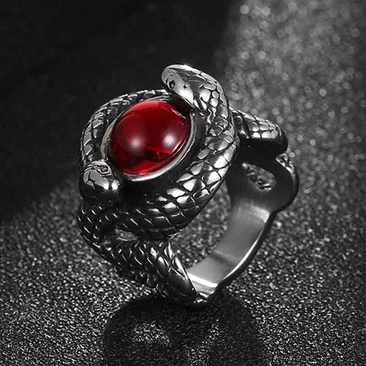 Snake Rings Set with Black Stones and Rubies by Demonmirror-3
