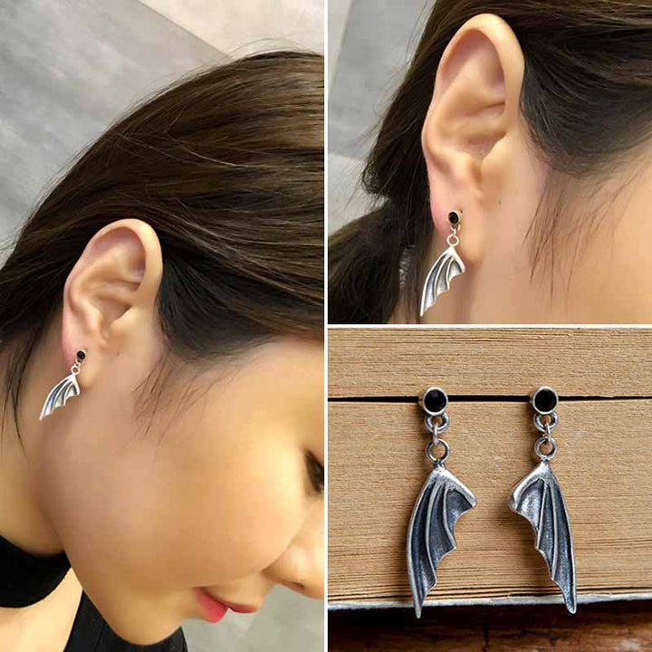 Bat Wing Earrings | 925 Sterling Silver Witch Earrings by Demonmirror-5