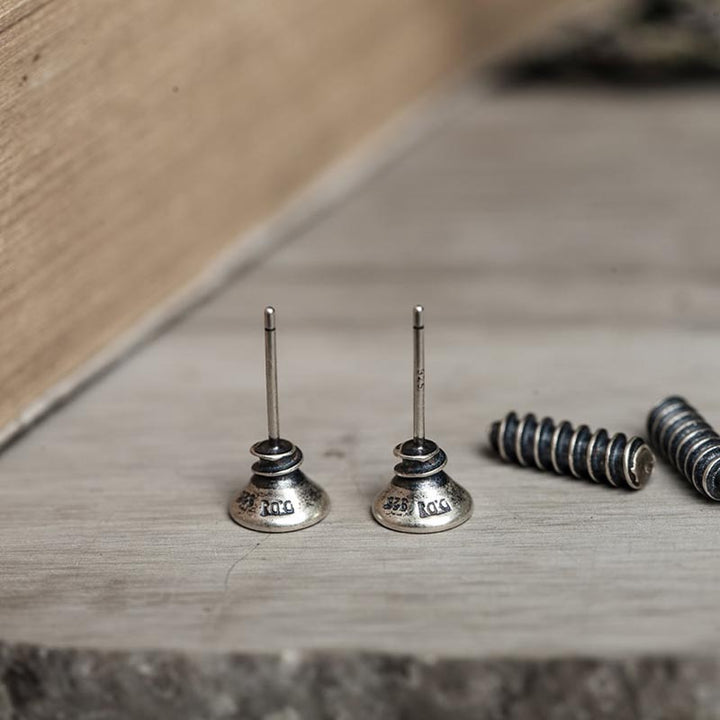 Screw Back Earrings | Punk Sterling Silver Studs by Demonmirror-6