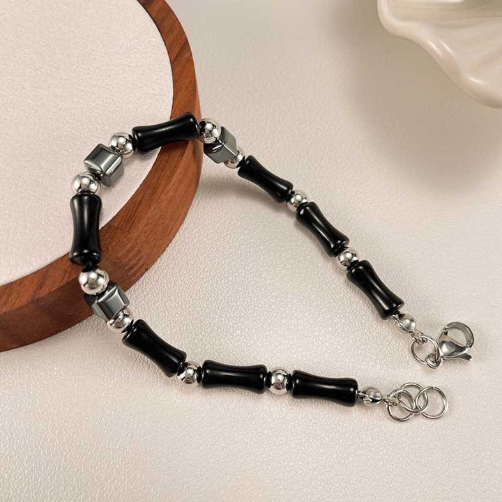Black Bead Bracelet | Gothic Stainless Steel for Women by Demonmirror-4