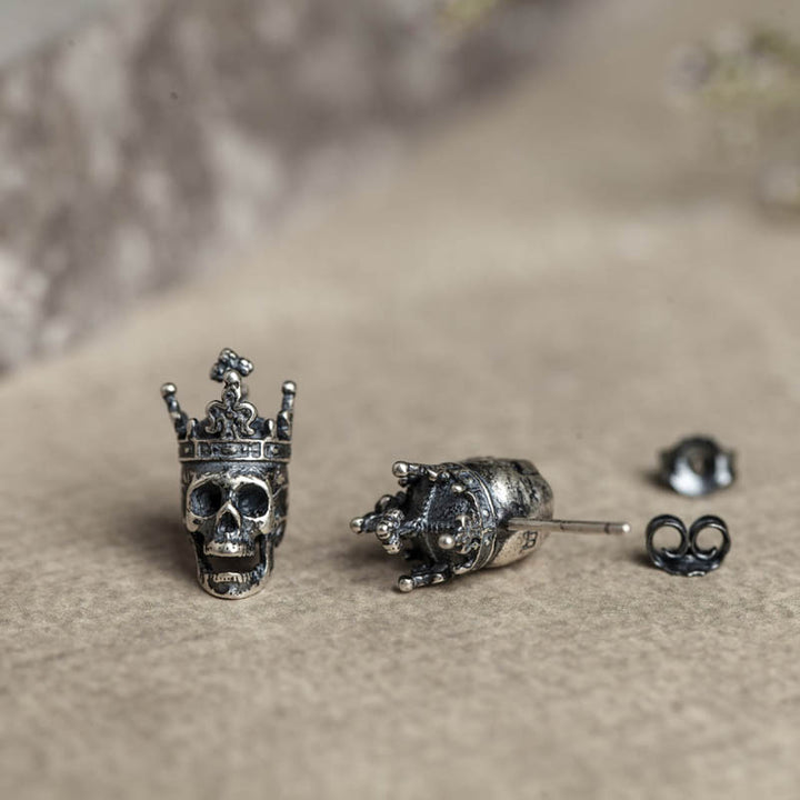 Earrings with Skulls | Gothic 925 Silver by Demonmirror-6