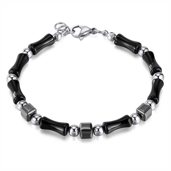 Black Bead Bracelet | Gothic Stainless Steel for Women by Demonmirror