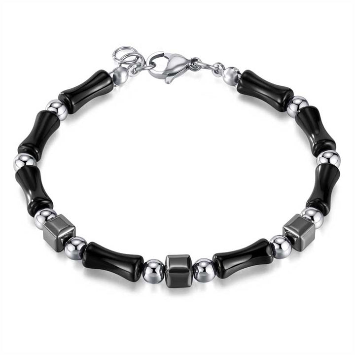 Black Bead Bracelet | Gothic Stainless Steel for Women by Demonmirror