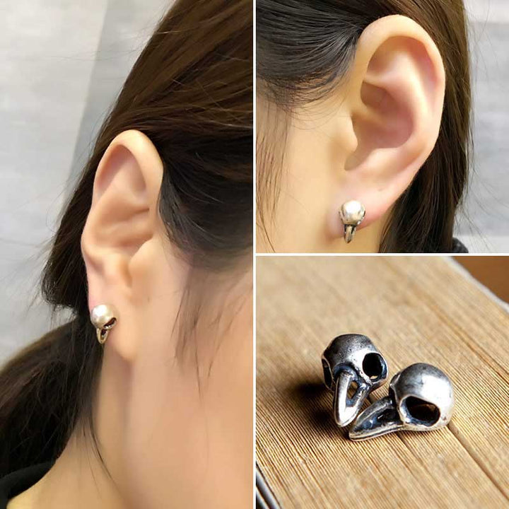 Raven Bone Earrings | 925 Silver Gothic Earrings | Demonmirror-5