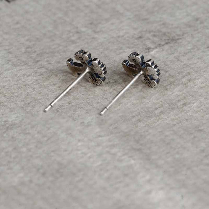 Cross Earrings | Silver Earrings with Black Stone by Demonmirror-6