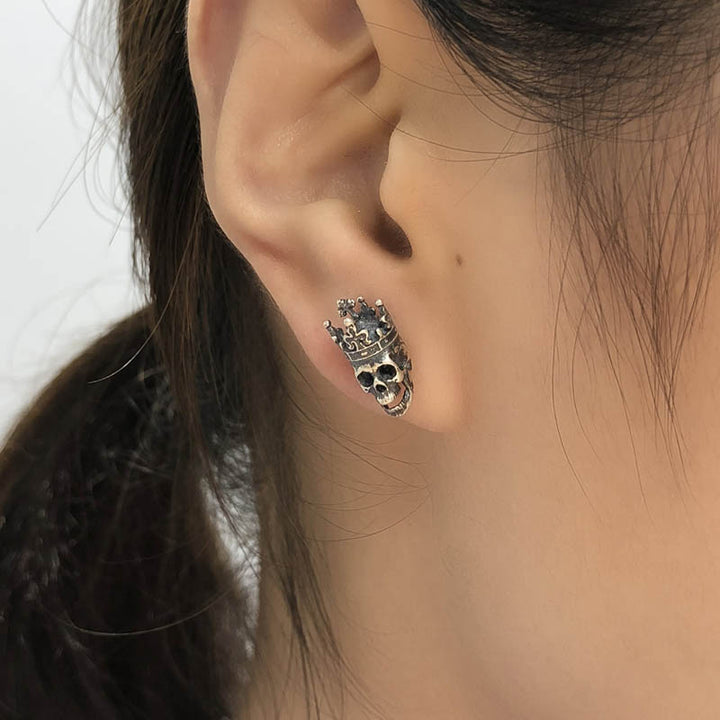 Earrings with Skulls | Gothic 925 Silver by Demonmirror-8