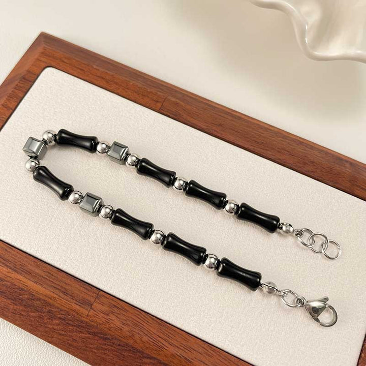 Black Bead Bracelet | Gothic Stainless Steel for Women by Demonmirror-5