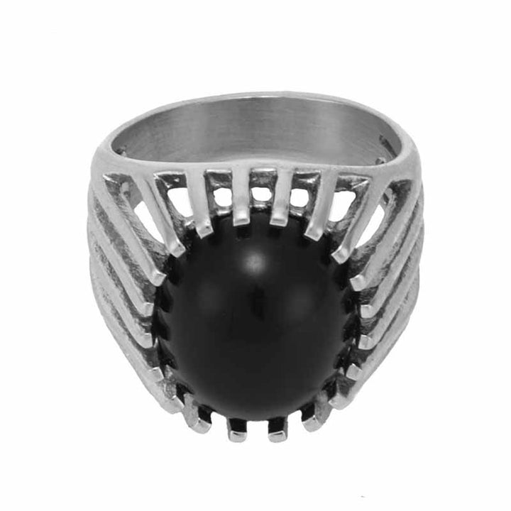 Black Onyx Rings for Women | Stainless Steel Gothic Style by Demonmirror-7