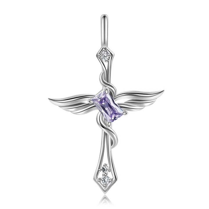 Cross Necklace Gothic | 925 Silver Necklace for Women by Demonmirror-purple