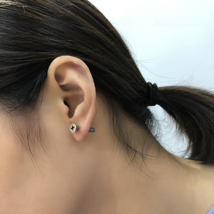 Screw Back Earrings | Punk Sterling Silver Studs by Demonmirror-7