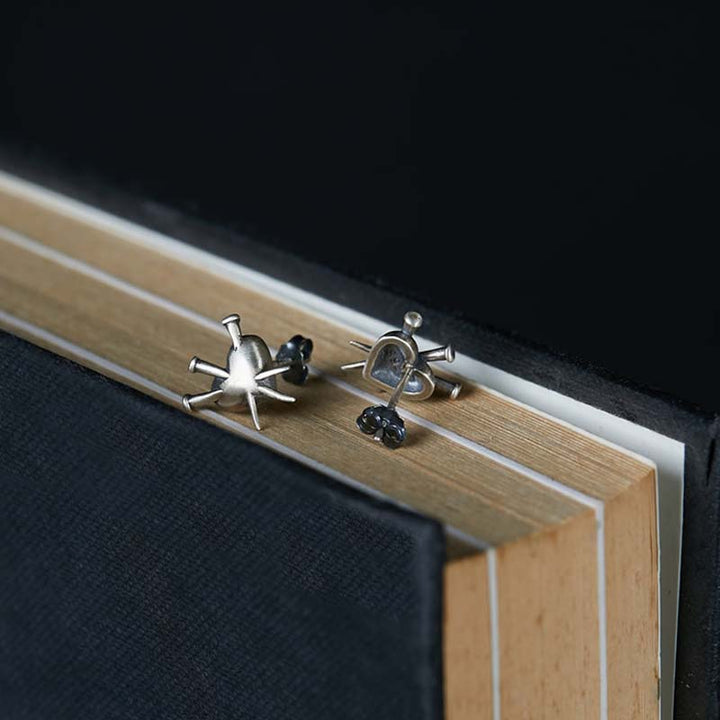 Punk Earrings | Sterling Silver Heart Earrings by Demonmirror-5